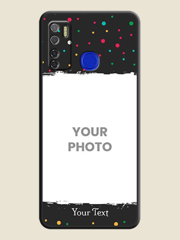 Custom Multicolor Dotted Pattern with Text on Space Black Custom Soft Matte Phone Back Cover - Tecno Spark 5 Pro - alternate view