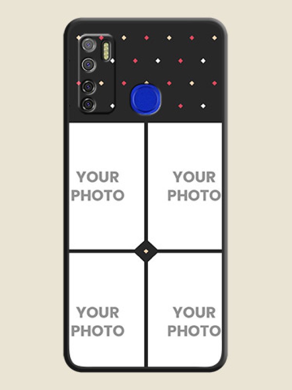Custom Multicolor Dotted Pattern with 4 Image Holder on Space Black Custom Soft Matte Phone Cases - Tecno Spark 5 Pro - alternate view