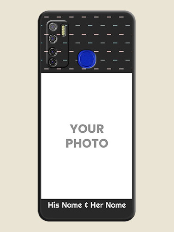 Custom Line Pattern Design with Text on Space Black Custom Soft Matte Phone Back Cover - Tecno Spark 5 Pro - alternate view