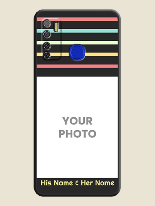 Custom Color Stripes with Photo and Text on Photo on Space Black Soft Matte Mobile Case - Tecno Spark 5 Pro - alternate view