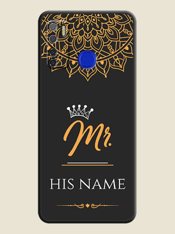 Custom Mr Name with Floral Design  on Personalised Space Black Soft Matte Cases - Tecno Spark 5 Pro - alternate view