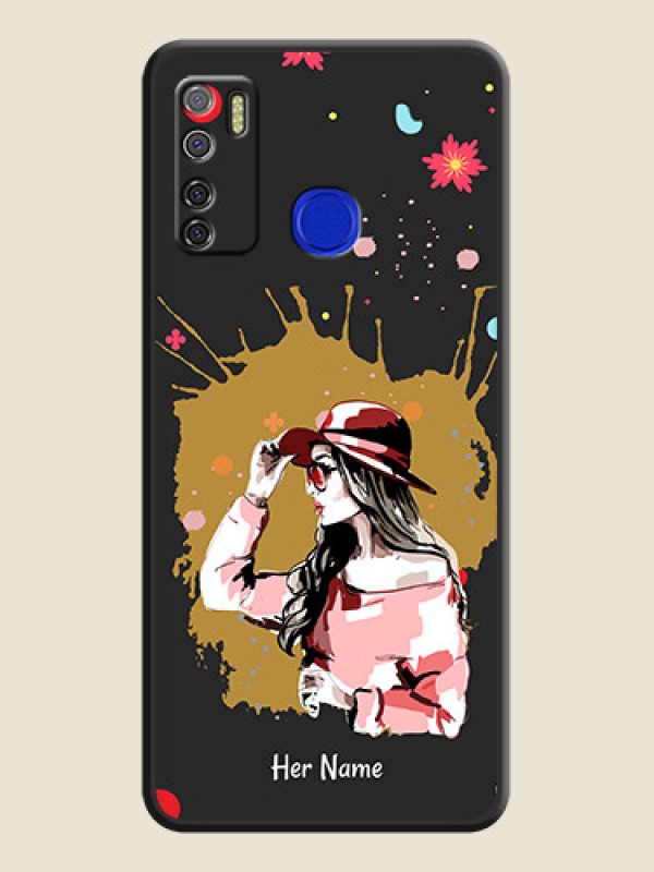 Custom Mordern Lady With Color Splash Background With Custom Text On Space Black Personalized Soft Matte Phone Covers -Tecno Spark 5 Pro - alternate view