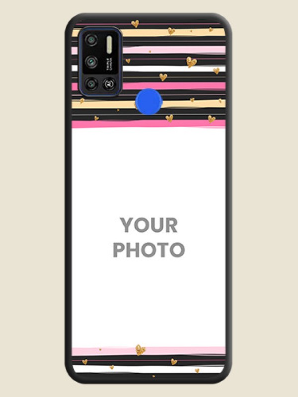 Custom Multicolor Lines and Golden Love Symbols Design on Photo on Space Black Soft Matte Mobile Cover - Tecno Spark 6 Air - alternate view