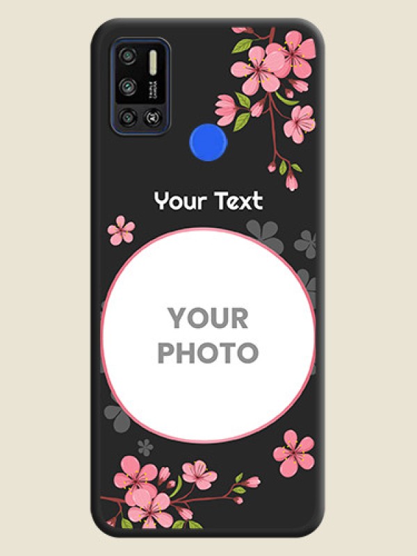 Custom Round Image with Pink Color Floral Design on Photo on Space Black Soft Matte Back Cover - Tecno Spark 6 Air - alternate view
