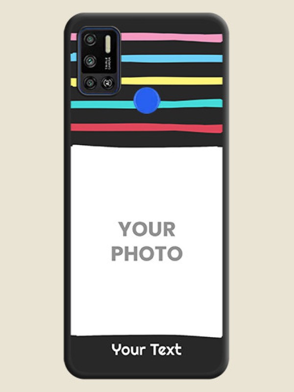 Custom Multicolor Lines with Image on Space Black Personalized Soft Matte Phone Covers - Tecno Spark 6 Air - alternate view