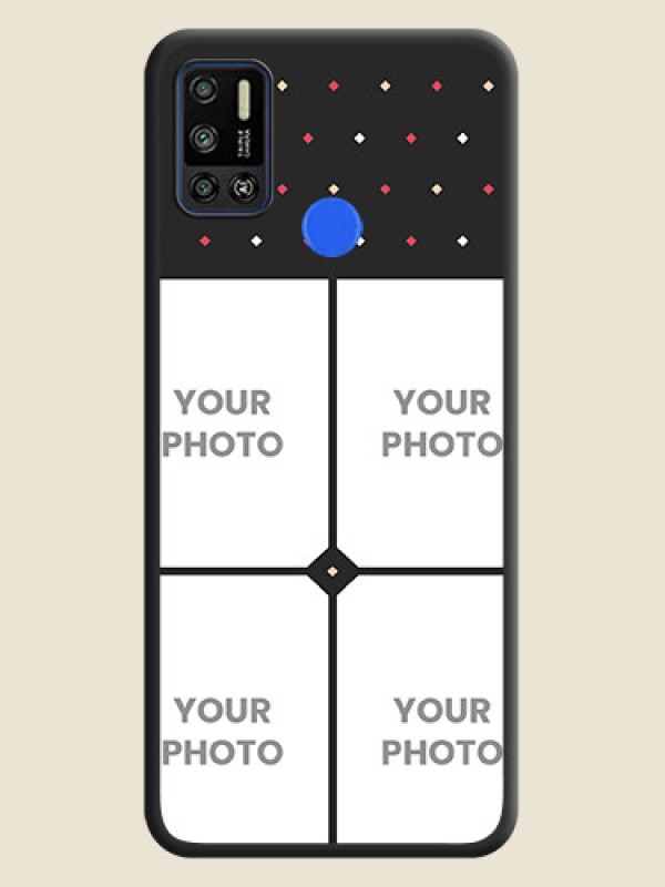 Custom Multicolor Dotted Pattern with 4 Image Holder on Space Black Custom Soft Matte Phone Cases - Tecno Spark 6 Air - alternate view