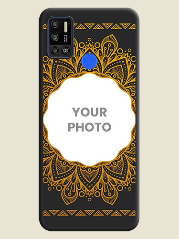 Custom Round Image with Floral Design on Photo on Space Black Soft Matte Mobile Cover - Tecno Spark 6 Air - alternate view