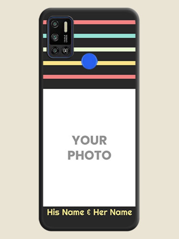Custom Color Stripes with Photo and Text on Photo on Space Black Soft Matte Mobile Case - Tecno Spark 6 Air - alternate view