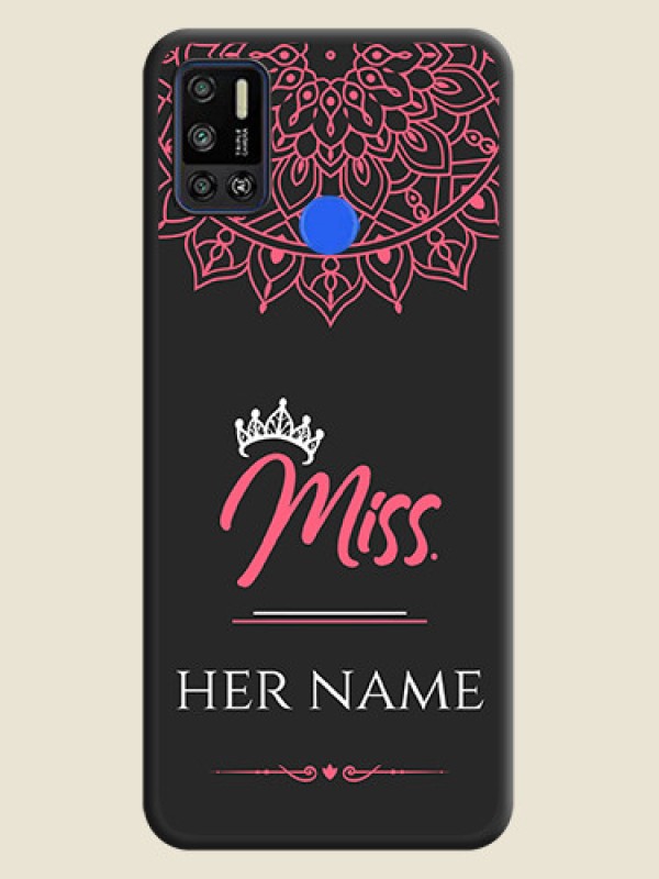 Custom Mrs Name with Floral Design on Space Black Personalized Soft Matte Phone Covers - Tecno Spark 6 Air - alternate view