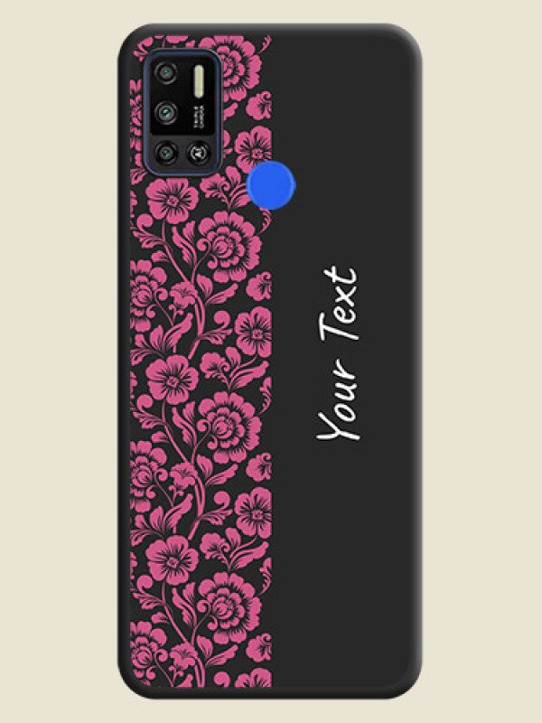 Custom Pink Floral Pattern Design With Custom Text On Space Black Personalized Soft Matte Phone Covers -Tecno Spark 6 Air - alternate view