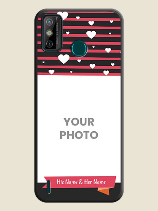 Custom White Color Love Symbols with Pink Lines Pattern on Space Black Custom Soft Matte Phone Cases - Tecno Spark 6 Go - alternate view