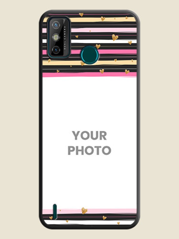 Custom Multicolor Lines and Golden Love Symbols Design on Photo on Space Black Soft Matte Mobile Cover - Tecno Spark 6 Go - alternate view