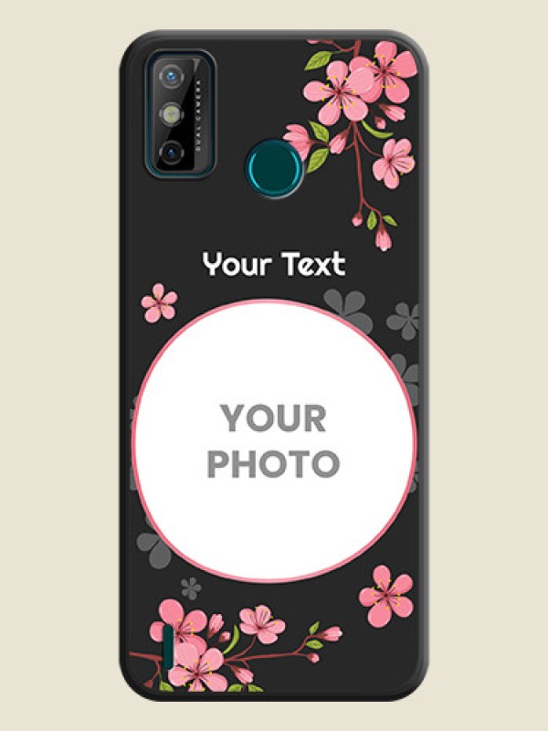 Custom Round Image with Pink Color Floral Design on Photo on Space Black Soft Matte Back Cover - Tecno Spark 6 Go - alternate view