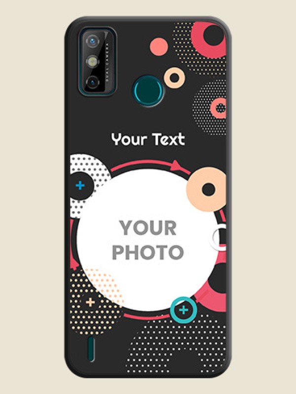 Custom Multicoloured Round Image on Personalised Space Black Soft Matte Cases - Tecno Spark 6 Go - alternate view