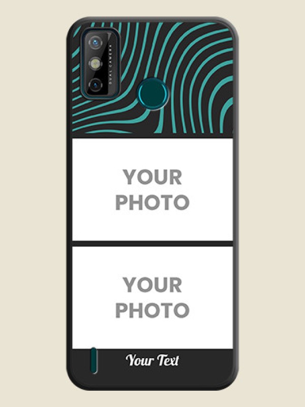 Custom Wave Pattern with 2 Image Holder on Space Black Personalized Soft Matte Phone Covers - Tecno Spark 6 Go - alternate view