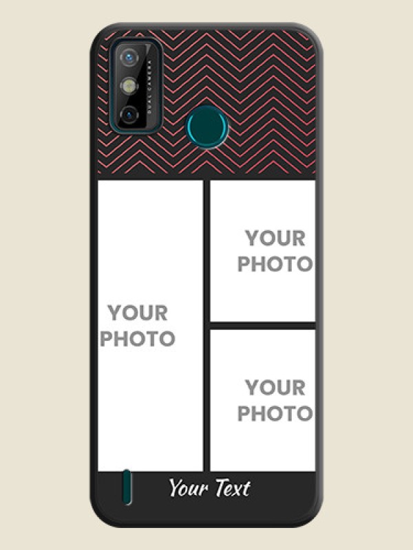 Custom Wave Pattern with 3 Image Holder on Space Black Custom Soft Matte Back Cover - Tecno Spark 6 Go - alternate view