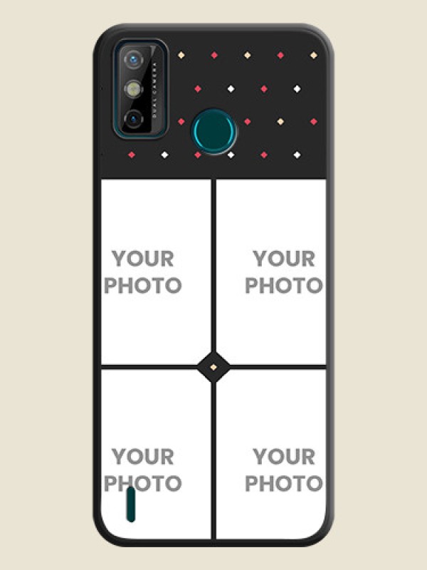 Custom Multicolor Dotted Pattern with 4 Image Holder on Space Black Custom Soft Matte Phone Cases - Tecno Spark 6 Go - alternate view