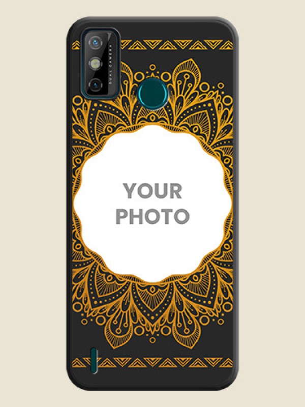 Custom Round Image with Floral Design on Photo on Space Black Soft Matte Mobile Cover - Tecno Spark 6 Go - alternate view