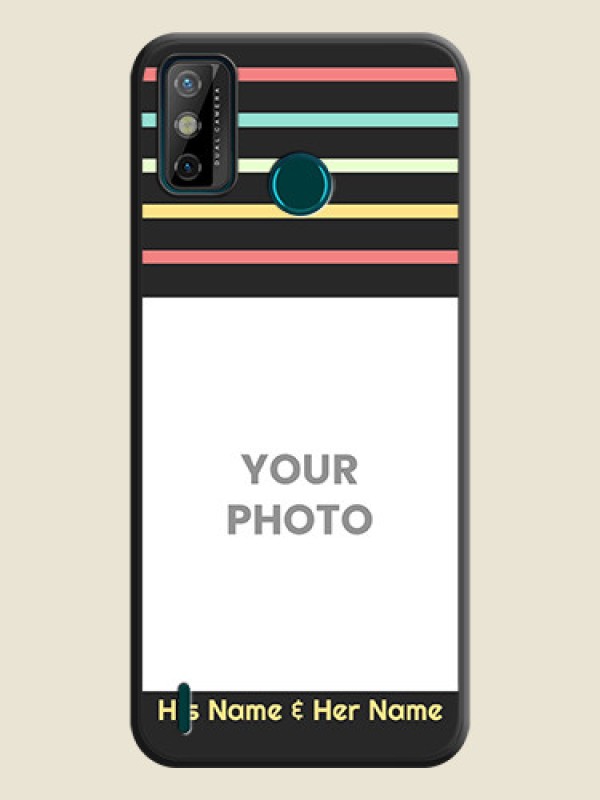 Custom Color Stripes with Photo and Text on Photo on Space Black Soft Matte Mobile Case - Tecno Spark 6 Go - alternate view
