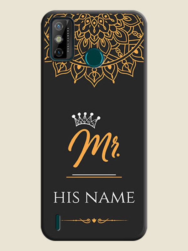 Custom Mr Name with Floral Design  on Personalised Space Black Soft Matte Cases - Tecno Spark 6 Go - alternate view