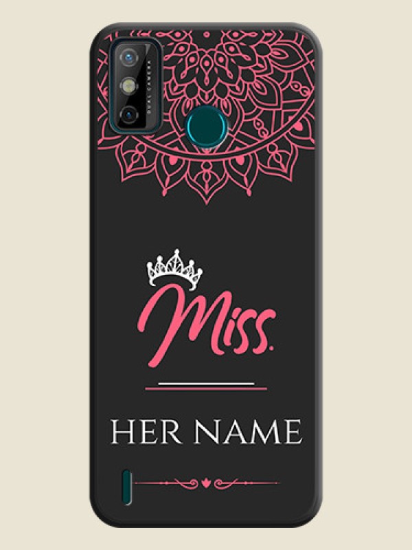 Custom Mrs Name with Floral Design on Space Black Personalized Soft Matte Phone Covers - Tecno Spark 6 Go - alternate view