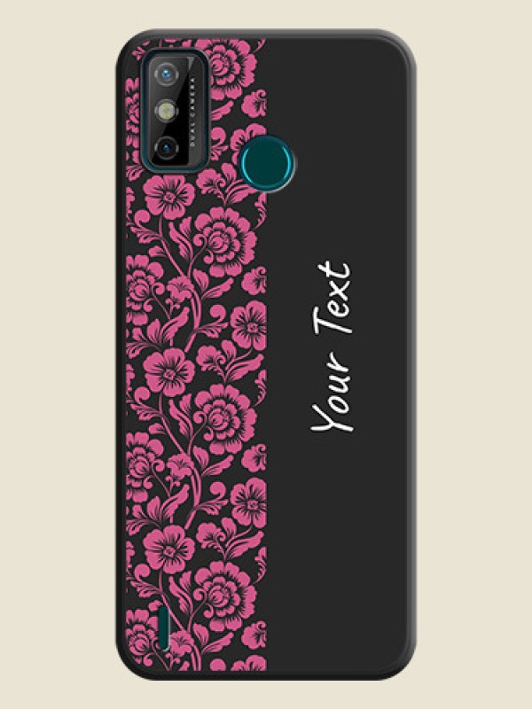 Custom Pink Floral Pattern Design With Custom Text On Space Black Personalized Soft Matte Phone Covers -Tecno Spark 6 Go - alternate view