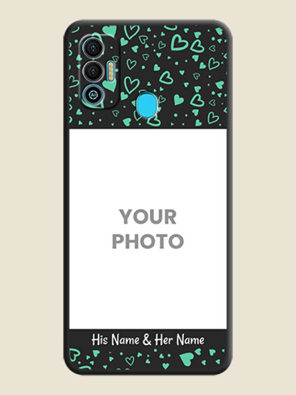 Custom Sea Green Indefinite Love Pattern on Photo on Space Black Soft Matte Mobile Cover - Tecno Spark 7T - alternate view