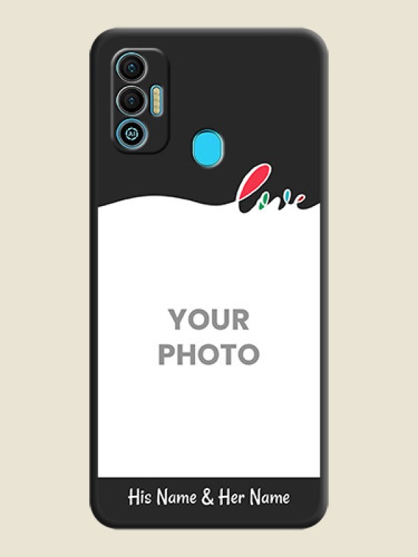 Custom Fall in Love Pattern with Picture on Photo on Space Black Soft Matte Mobile Case - Tecno Spark 7T - alternate view