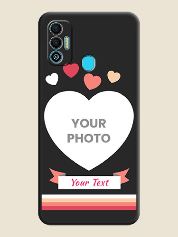 Custom Love Shaped Photo with Colorful Stripes on Personalised Space Black Soft Matte Cases - Tecno Spark 7T - alternate view