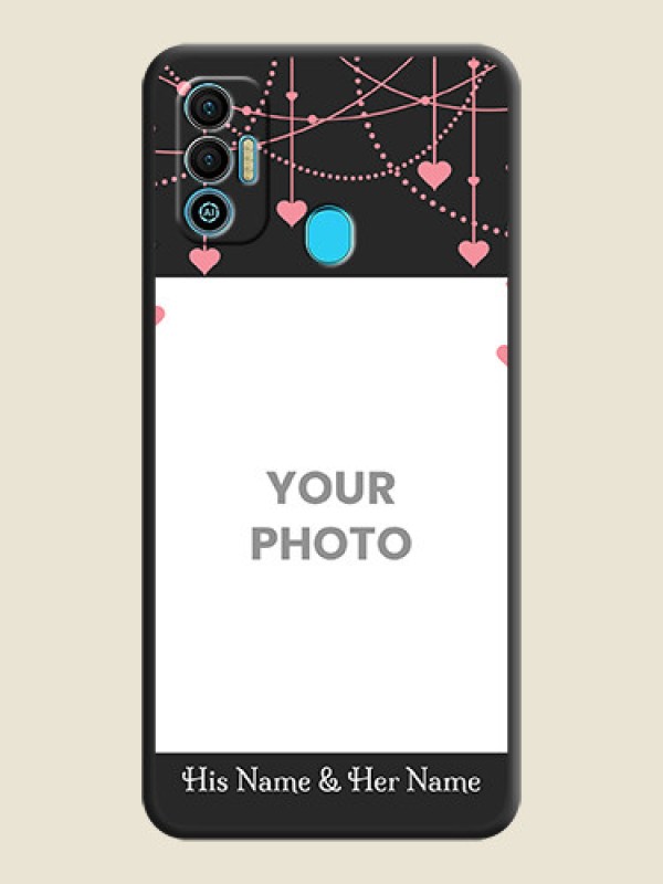 Custom Pink Love Hangings with Text on Space Black Custom Soft Matte Back Cover - Tecno Spark 7T - alternate view