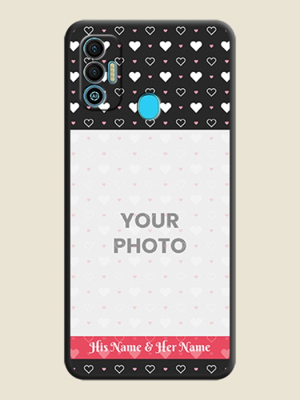 Custom White Color Love Symbols with Text Design on Photo on Space Black Soft Matte Phone Cover - Tecno Spark 7T - alternate view