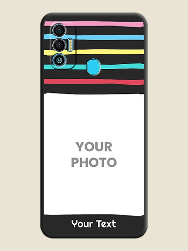 Custom Multicolor Lines with Image on Space Black Personalized Soft Matte Phone Covers - Tecno Spark 7T - alternate view