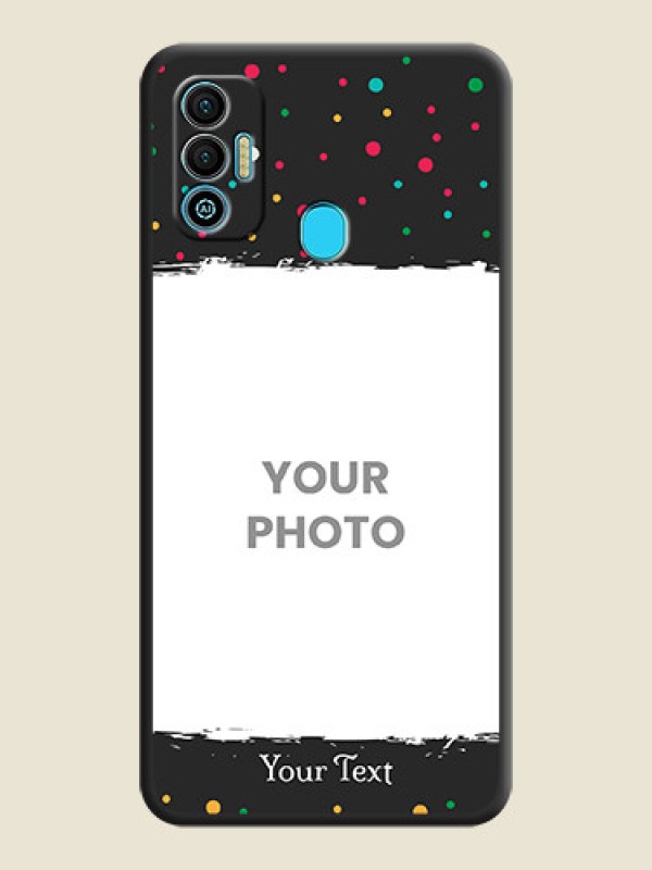 Custom Multicolor Dotted Pattern with Text on Space Black Custom Soft Matte Phone Back Cover - Tecno Spark 7T - alternate view