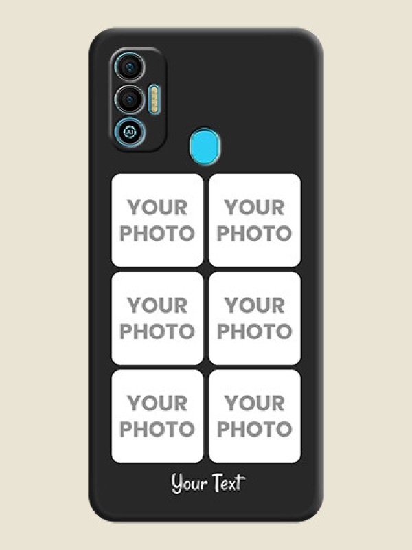 Custom Floral Art with 6 Image Holder on Photo on Space Black Soft Matte Mobile Case - Tecno Spark 7T - alternate view