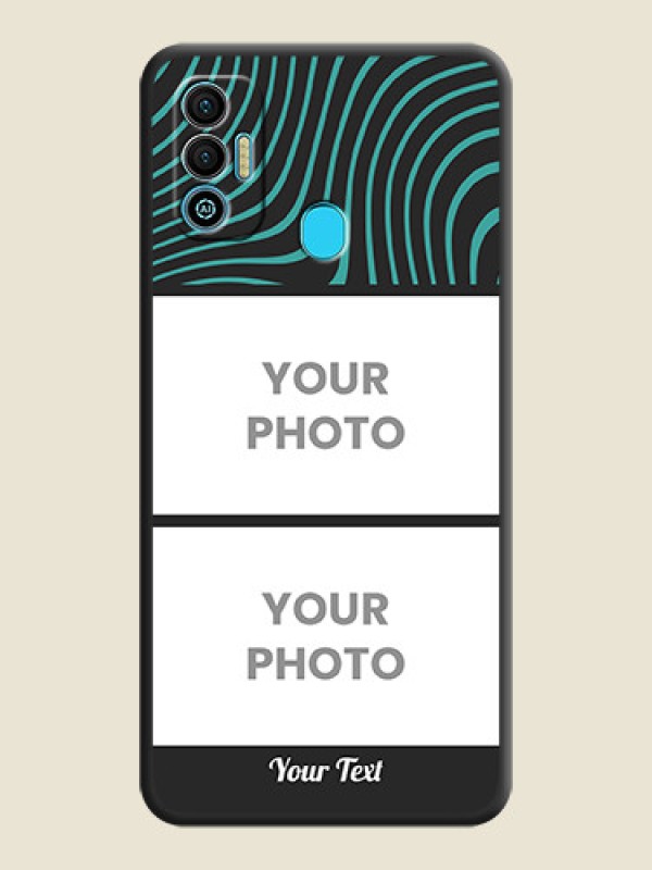Custom Wave Pattern with 2 Image Holder on Space Black Personalized Soft Matte Phone Covers - Tecno Spark 7T - alternate view