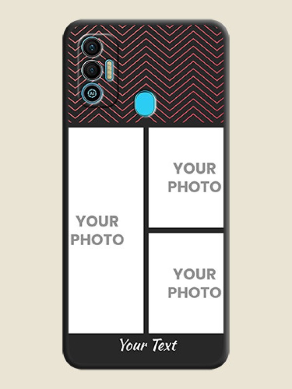 Custom Wave Pattern with 3 Image Holder on Space Black Custom Soft Matte Back Cover - Tecno Spark 7T - alternate view