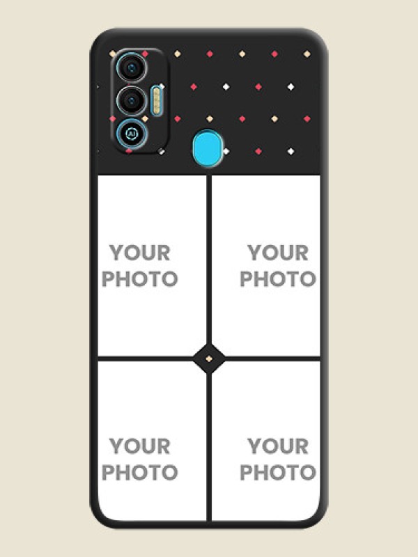 Custom Multicolor Dotted Pattern with 4 Image Holder on Space Black Custom Soft Matte Phone Cases - Tecno Spark 7T - alternate view
