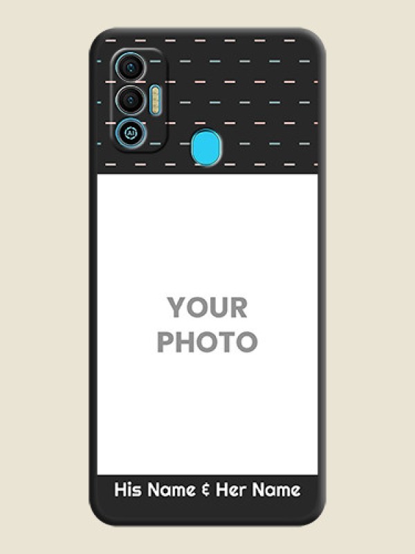 Custom Line Pattern Design with Text on Space Black Custom Soft Matte Phone Back Cover - Tecno Spark 7T - alternate view