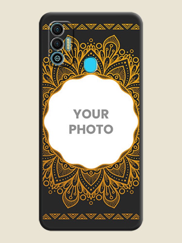 Custom Round Image with Floral Design on Photo on Space Black Soft Matte Mobile Cover - Tecno Spark 7T - alternate view