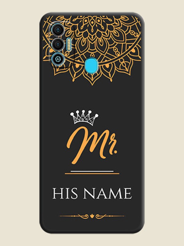 Custom Mr Name with Floral Design  on Personalised Space Black Soft Matte Cases - Tecno Spark 7T - alternate view
