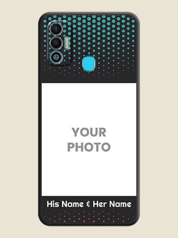 Custom Faded Dots with Grunge Photo Frame and Text on Space Black Custom Soft Matte Phone Cases - Tecno Spark 7T - alternate view