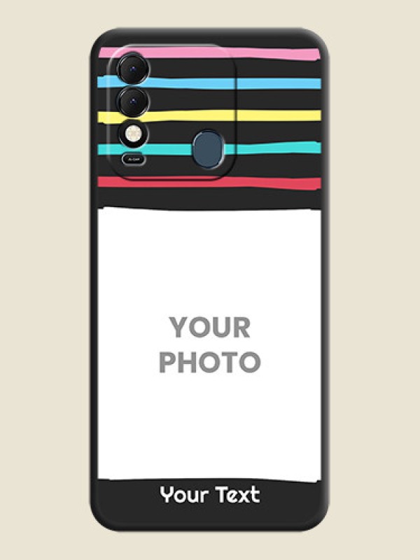 Custom Multicolor Lines with Image on Space Black Personalized Soft Matte Phone Covers - Tecno Spark 8 - alternate view