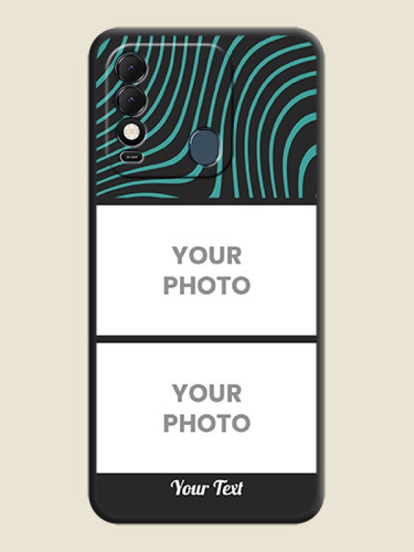 Custom Wave Pattern with 2 Image Holder on Space Black Personalized Soft Matte Phone Covers - Tecno Spark 8 - alternate view