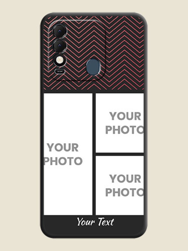 Custom Wave Pattern with 3 Image Holder on Space Black Custom Soft Matte Back Cover - Tecno Spark 8 - alternate view