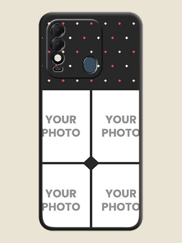 Custom Multicolor Dotted Pattern with 4 Image Holder on Space Black Custom Soft Matte Phone Cases - Tecno Spark 8 - alternate view