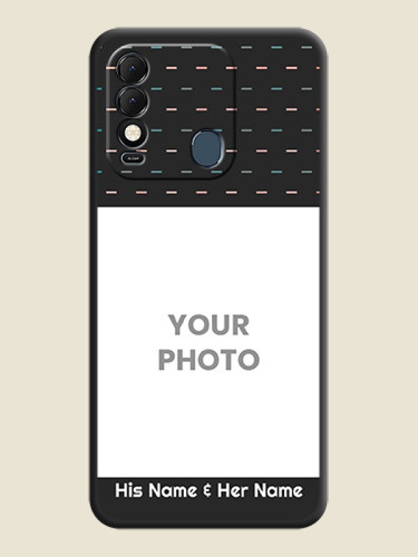 Custom Line Pattern Design with Text on Space Black Custom Soft Matte Phone Back Cover - Tecno Spark 8 - alternate view