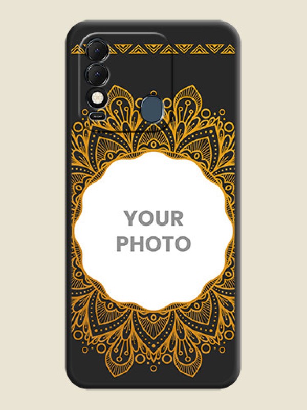 Custom Round Image with Floral Design on Photo on Space Black Soft Matte Mobile Cover - Tecno Spark 8 - alternate view