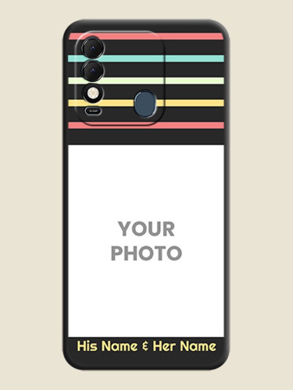 Custom Color Stripes with Photo and Text on Photo on Space Black Soft Matte Mobile Case - Tecno Spark 8 - alternate view