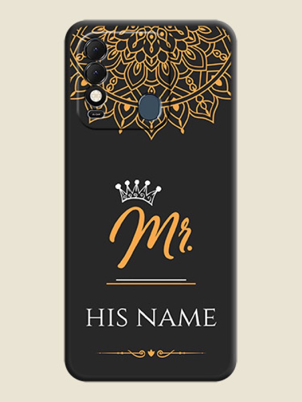 Custom Mr Name with Floral Design  on Personalised Space Black Soft Matte Cases - Tecno Spark 8 - alternate view