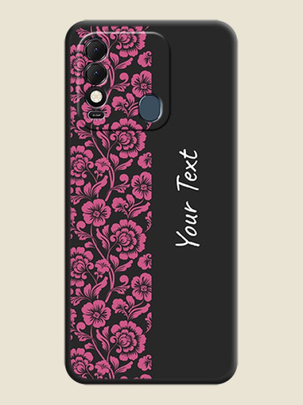 Custom Pink Floral Pattern Design With Custom Text On Space Black Personalized Soft Matte Phone Covers -Tecno Spark 8 - alternate view
